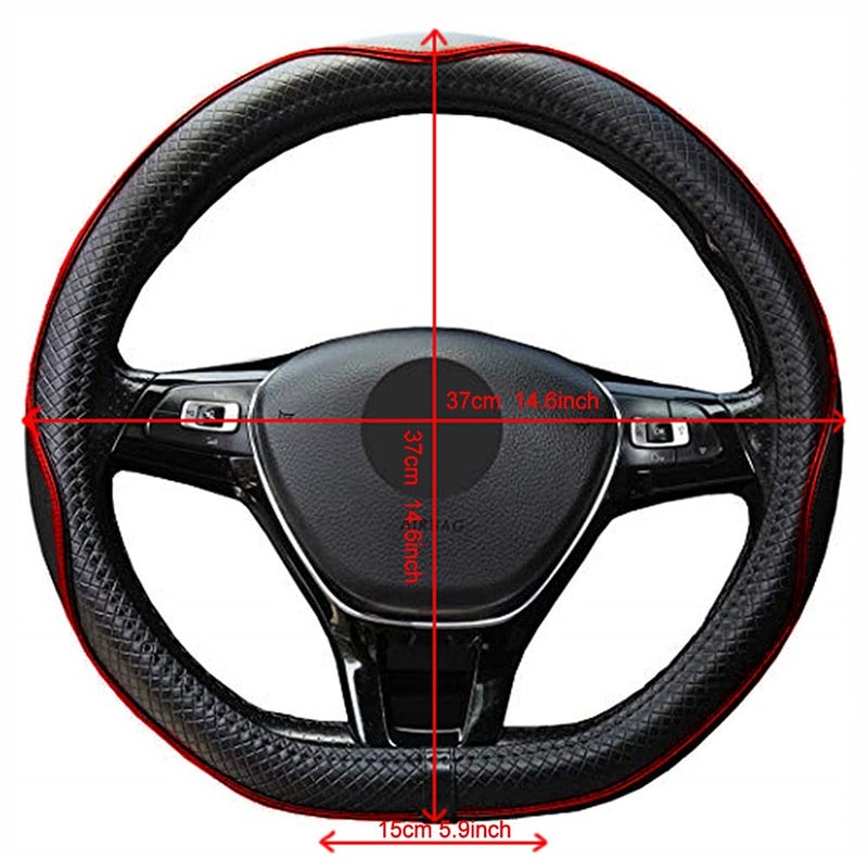 Mayco Bell Flat Bottom Steering Wheel Cover Anti-Slip,Safety,Soft,Breathable,Durable,Full Surround,Comfortable Grip Microfiber Leather (D-Shape,Black Red) - Image 5